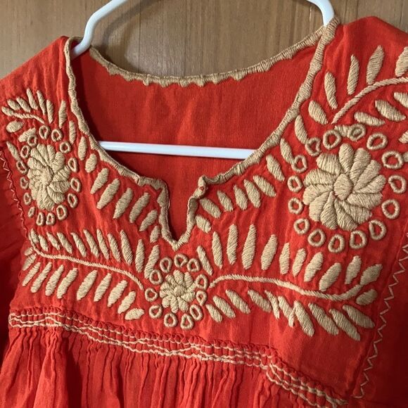 Vintage Tie-Front Embroidered Top - Picture 2 of 5